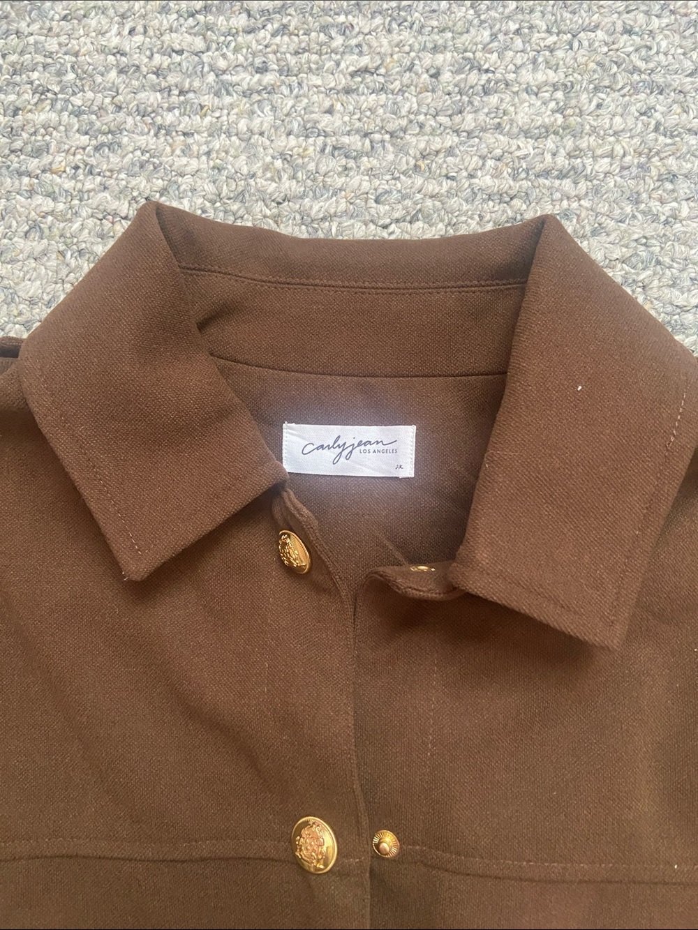Carly Jean Los Angeles Men's Chocolate Brown Button-Front Jacket